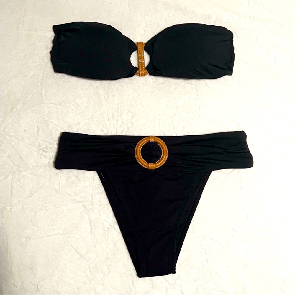 Bikini Society black strapless bikini.